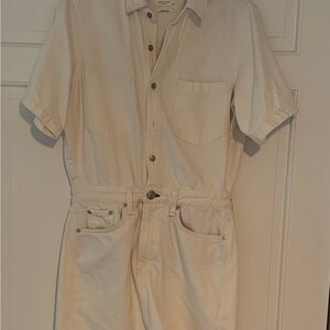 Rag and Bone Ecru Short Sleeve Denim Dress